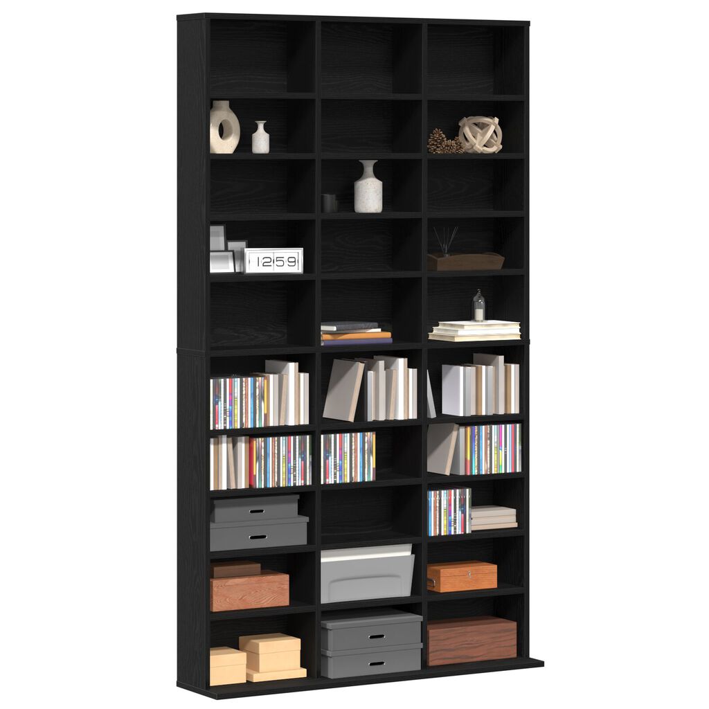 vidaXL Ντουλάπι CD Μαύρο Δρυς 101x23x177,5 εκ από Συνθετικό Ξύλο
