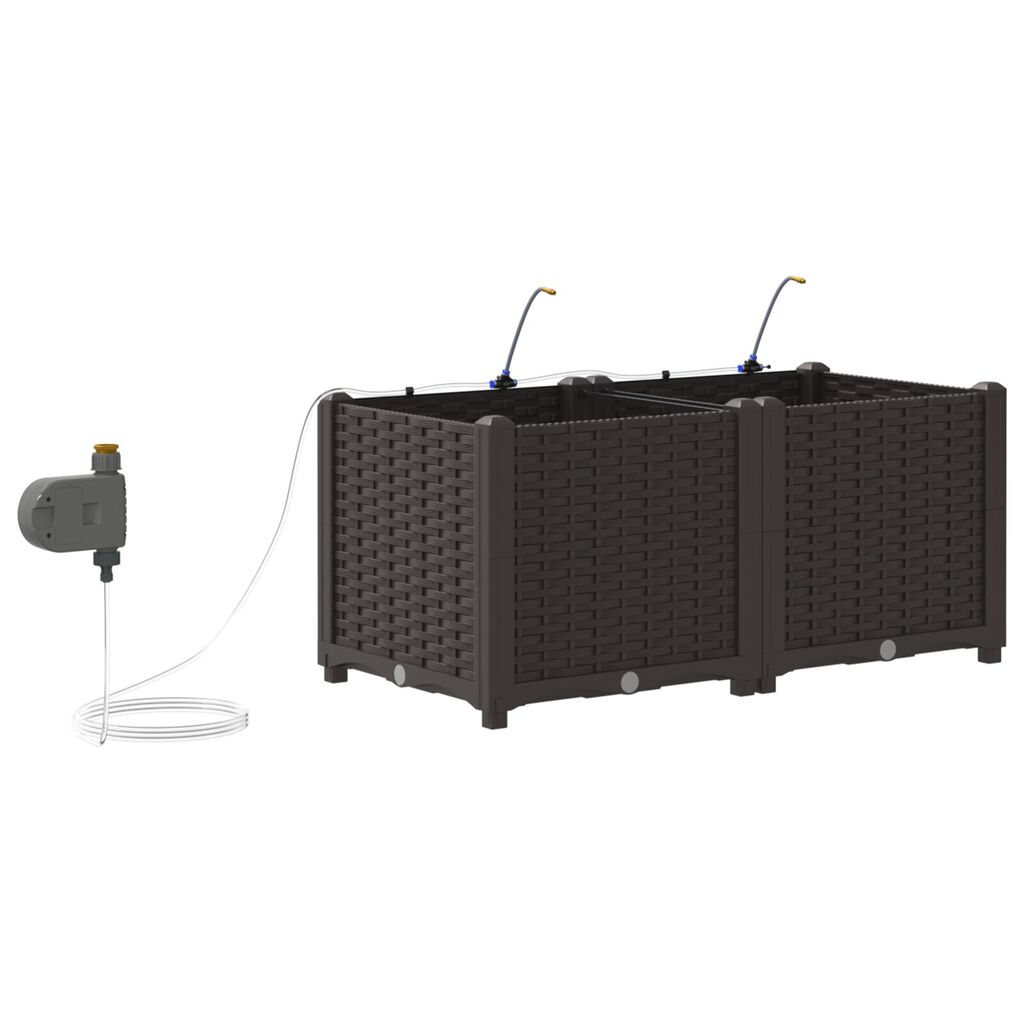 vidaXL Γλάστρες Κήπου 1 τεμ Καφέ 80 x 40 x 37.5 cm Πλαστικό