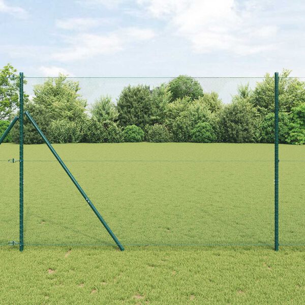 vidaXL Εξαγωνικός φράχτης Πράσινο 1.5 x 10 m Ατσάλι