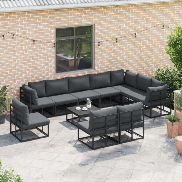 vidaXL Σετ Καναπέ Κήπου 11 pcs Μαύρο 70 x 70 x 32 εκ Αλουμίνιο