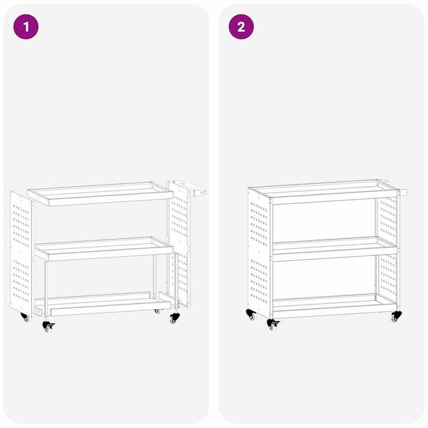 vidaXL Καρότσι εργαλείων με ράφι Μαύρο 75 x 35 x 73 εκ. Κρύα χάλυβας
