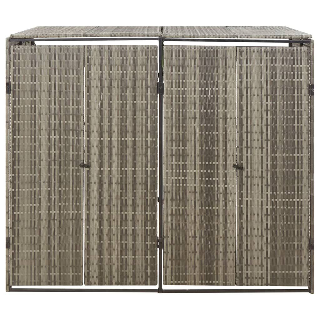 vidaXL Πλαίσιο για Κάδο Απορρ. με Ρόδες Γκρι 140x80x117 εκ Συνθ. Ρατάν