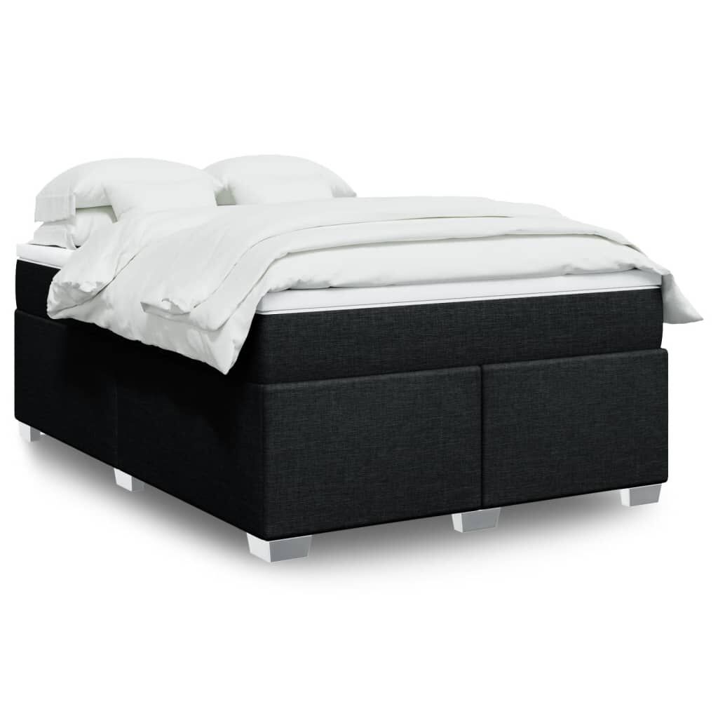 vidaXL Κρεβάτι Boxspring με Στρώμα Μαύρο 140x200 εκ. Υφασμάτινο