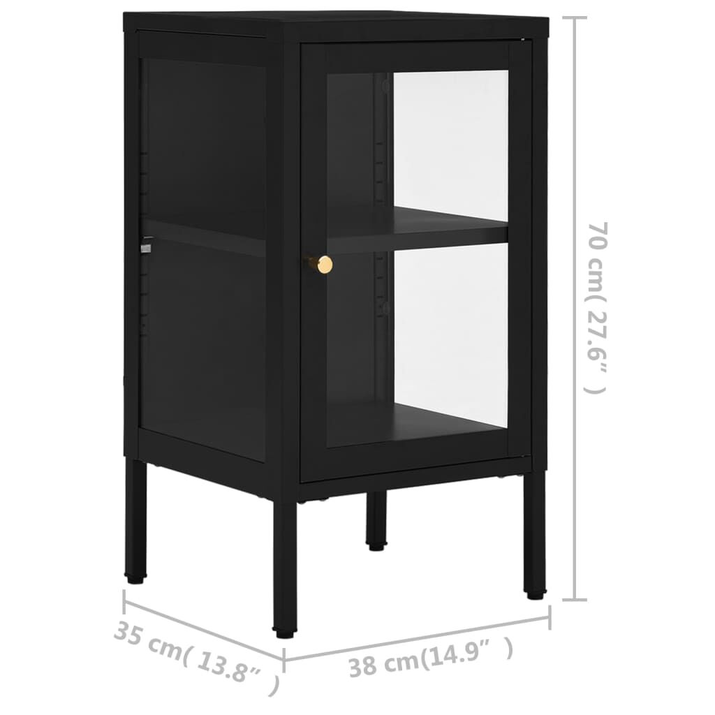 vidaXL Μπουφές Μαύρος 38 x 35 x 70 εκ. Ατσάλι και Γυαλί