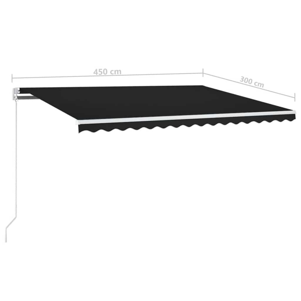 vidaXL Τέντα Αυτόματη με LED & Αισθητήρα Ανέμου Ανθρακί 450x300 εκ.