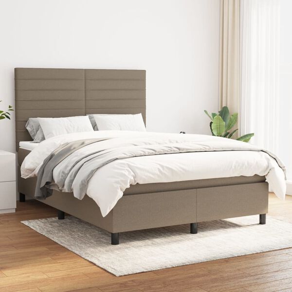 vidaXL &Kappa;&rho;&epsilon;&beta;ά&tau;&iota; Boxspring &mu;&epsilon; &Sigma;&tau;&rho;ώ&mu;&alpha; Taupe 140x190 &epsilon;&kappa;. &Upsilon;&phi;&alpha;&sigma;&mu;ά&tau;&iota;&nu;&omicron;