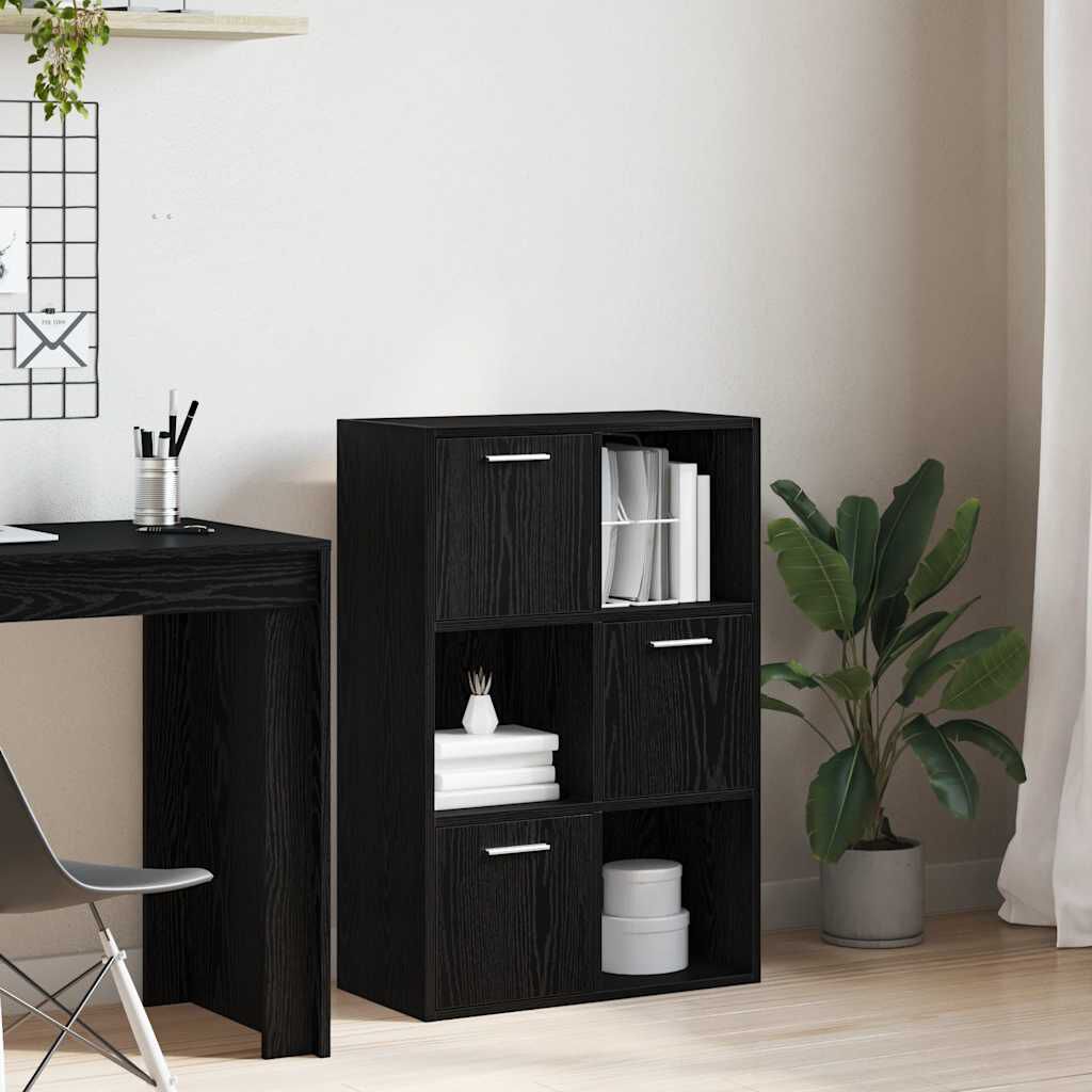 vidaXL Ραφιέρα με Ντουλάπια Μαύρη 60 x 29,5 x 90 εκ. από Επεξ. Ξύλο