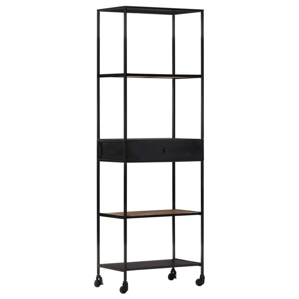 vidaXL Βιβλιοθήκη 60x35x180 εκ. από Ακατέργαστο Ξύλο Μάνγκο & Σίδηρο