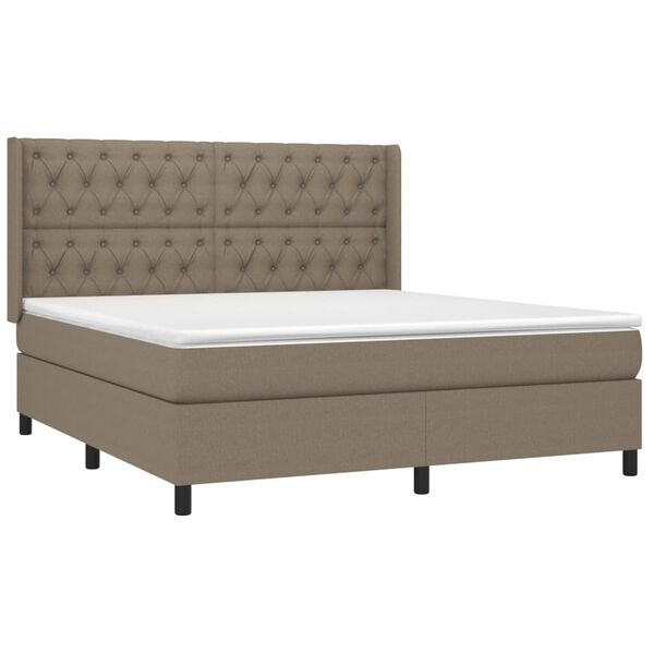 vidaXL &Kappa;&rho;&epsilon;&beta;ά&tau;&iota; Boxspring &mu;&epsilon; &Sigma;&tau;&rho;ώ&mu;&alpha; & LED Taupe 160x200 &epsilon;&kappa;. &Upsilon;&phi;&alpha;&sigma;&mu;ά&tau;&iota;&nu;&omicron;
