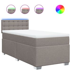 vidaXL Κρεβάτι Boxspring με Στρώμα Taupe 90x190 εκ.Υφασμάτινο
