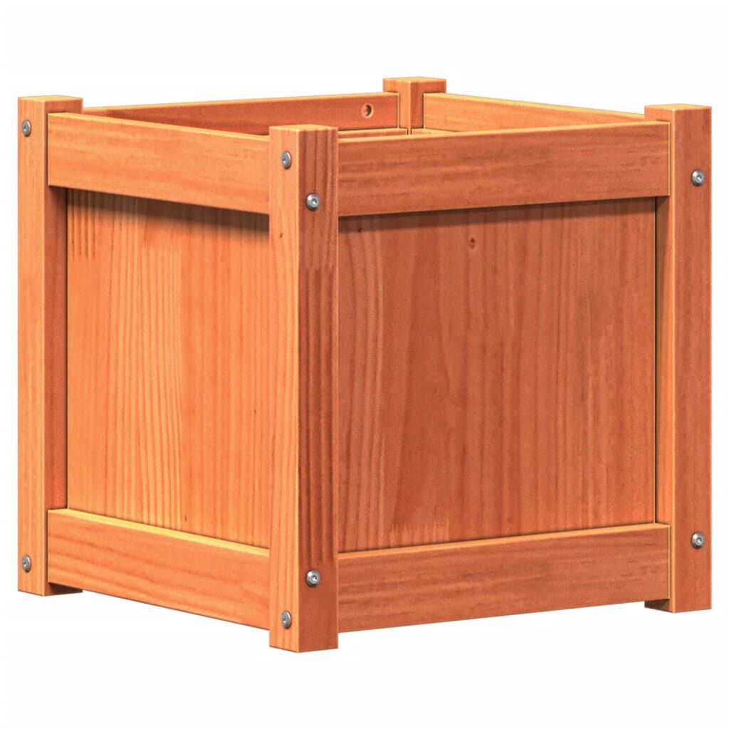 vidaXL Ζαρντινιέρα Καφέ Κεριού 40 x 40 x 40 εκ. από Μασίφ Ξύλο Πεύκου