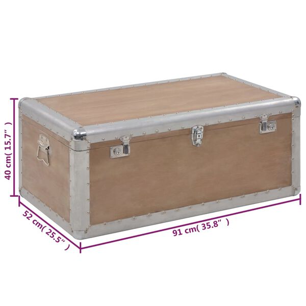 vidaXL Μπαούλο Αποθήκευσης Καφέ 91 x 52 x 40 εκ. από Μασίφ Ξύλο Ελάτης