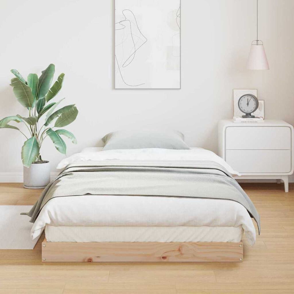 vidaXL Κρεβάτι δαπέδου Φυσικό 100 x 210 cm Μασίφ ξύλο πεύκου