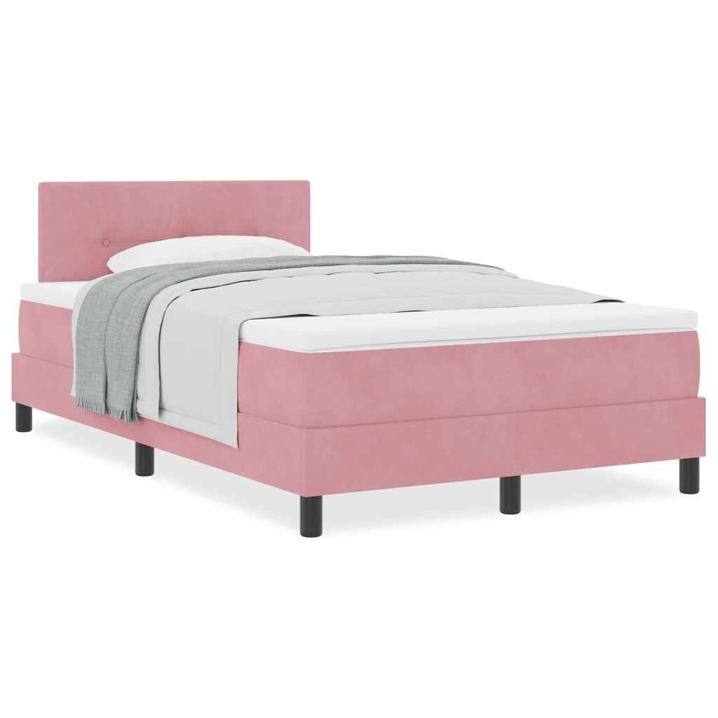 κρεβάτι box spring vidaXL με στρώμα ροζ 120x200 εκ. βελούδο