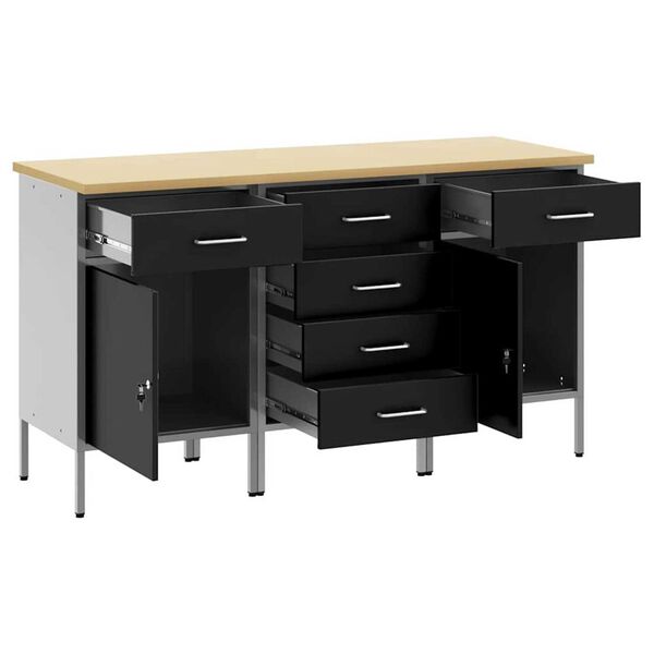 vidaXL Ντουλάπα Εργασίας 3 pcs Μαύρο και Γκρι 150 x 55 x 85 εκ