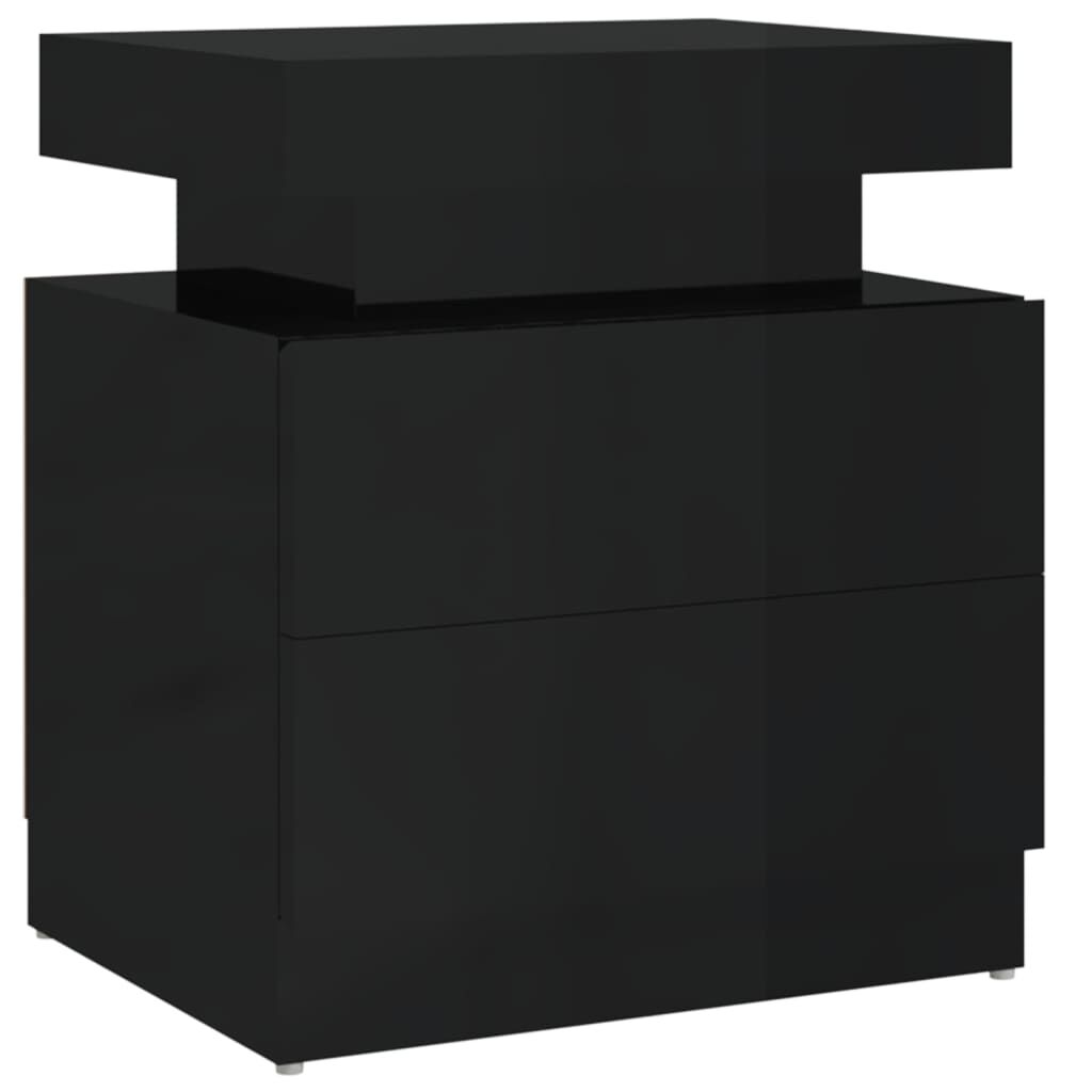 vidaXL Κομοδίνο Γυαλιστερό Μαύρο 45x35x52 εκ. από Επεξ. Ξύλο