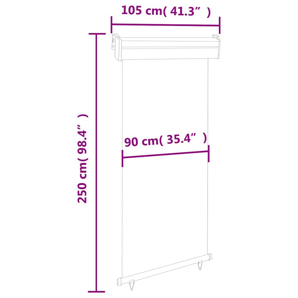 vidaXL Σκίαστρο Βεράντας Πλαϊνό Καφέ 105 x 250 εκ.