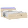 vidaXL Οθωμανικό κρεβάτι με στρώμα & LEDs Cream 180x200cm ύφασμα