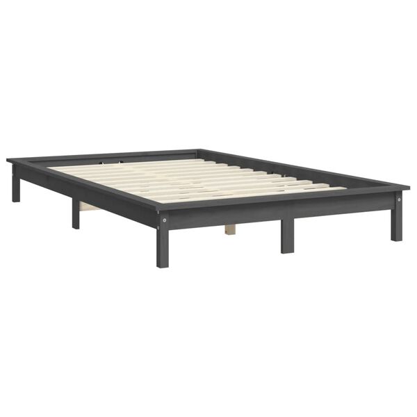 vidaXL Πλαίσιο Κρεβατιού Γκρι 160 x 200 εκ. από Μασίφ Ξύλο Πεύκου