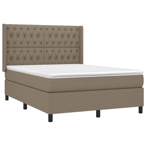 vidaXL Κρεβάτι Boxspring με Στρώμα Taupe 140x200 εκ. Υφασμάτινο