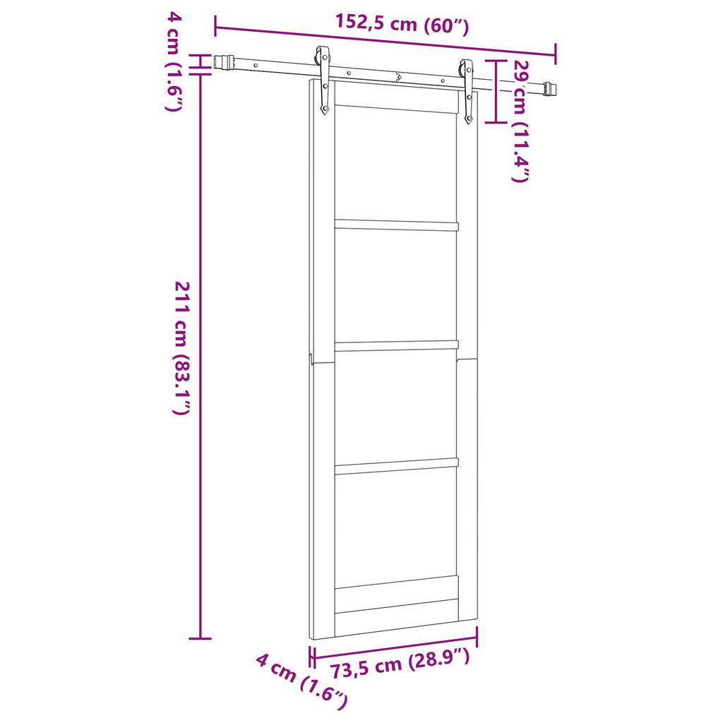 vidaXL Συρόμενη Πόρτα ORKDAL Καφέ 78 x 202 εκ. Ξύλο και μέταλλο