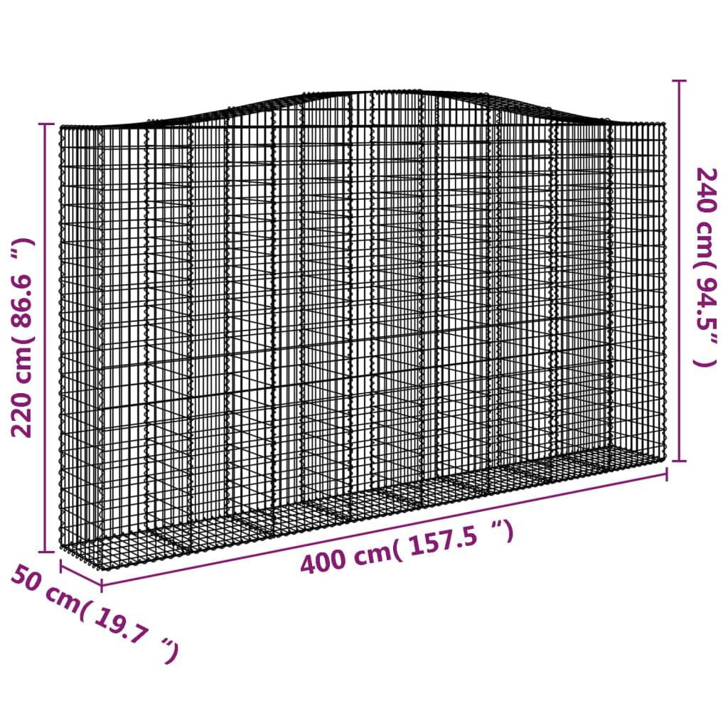 vidaXL Συρματοκιβώτια Τοξωτά 9 τεμ. 400x50x220/240 εκ. Γαλβαν. Σίδερο