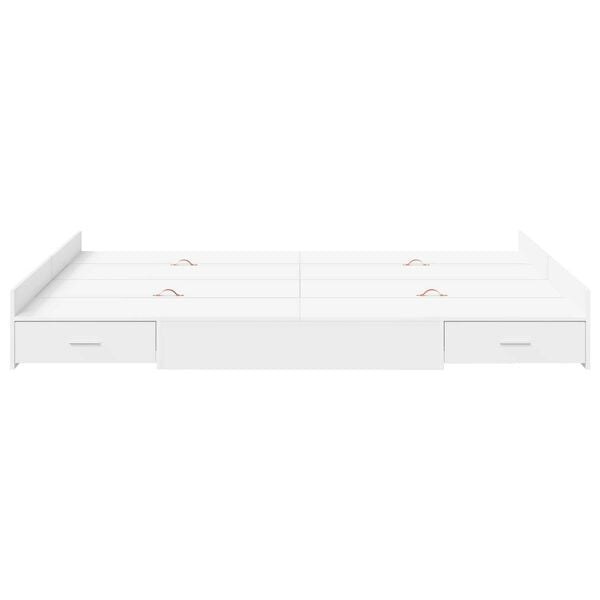 vidaXL Κρεβάτι με αποθηκευτικό χώρο Λευκό 140 x 190 cm Ματ ιμάντας