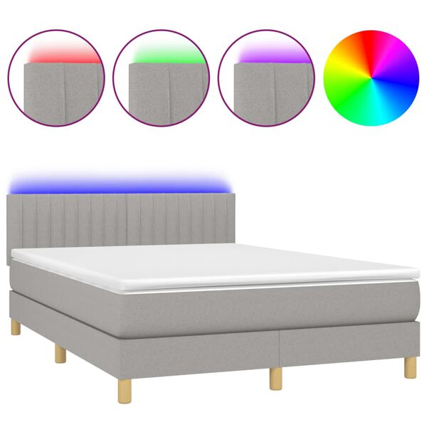 vidaXL &Kappa;&rho;&epsilon;&beta;ά&tau;&iota; Boxspring &mu;&epsilon; &Sigma;&tau;&rho;ώ&mu;&alpha; & LED &Alpha;&nu;.&Gamma;&kappa;&rho;&iota; 140x200 &epsilon;&kappa; &Upsilon;&phi;&alpha;&sigma;&mu;ά&tau;&iota;&nu;&omicron;