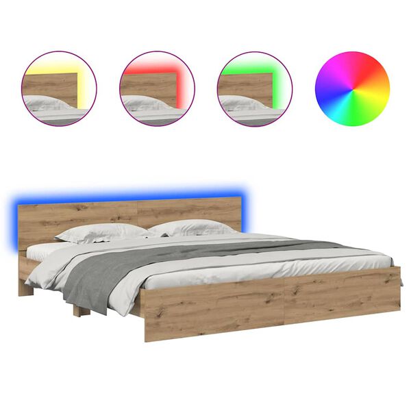 vidaXL &Sigma;&kappa;&epsilon;&lambda;&epsilon;&tau;ό&sigmaf; &Kappa;&rho;&epsilon;&beta;&alpha;&tau;&iota;&omicron;ύ Artisan Oak 180 x 200 cm &Epsilon;&pi;&epsilon;&xi;&epsilon;&rho;&gamma;&alpha;&sigma;&mu;έ&nu;&omicron; &xi;ύ&lambda;&omicron;