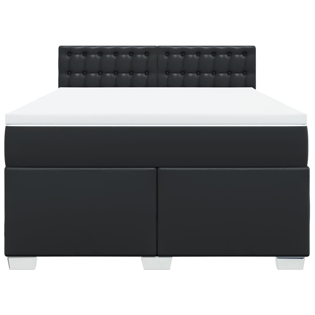 vidaXL Κρεβάτι Boxspring με Στρώμα Μαύρο 160x200εκ.από Συνθετικό Δέρμα