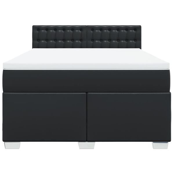 vidaXL Κρεβάτι Boxspring με Στρώμα Μαύρο 160x200εκ.από Συνθετικό Δέρμα