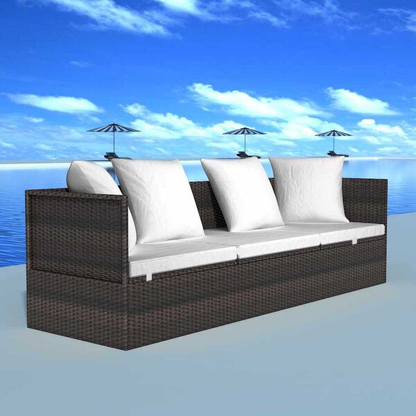 vidaXL Ξαπλώστρα Καφέ 200 x 60 x 58 εκ. συνθετικό ρατάν