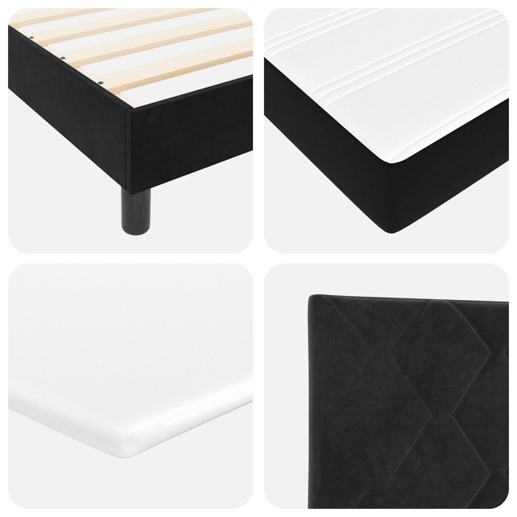 κρεβάτι box spring vidaXL με στρώμα Μαύρο 140x200 εκ. Βελούδο