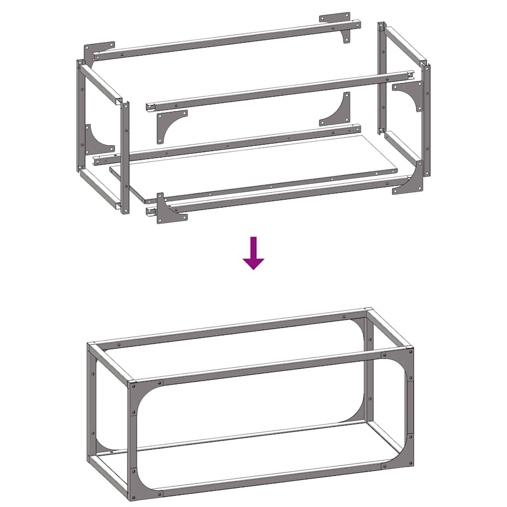 vidaXL Ράφι για καυσόξυλα Μαύρο 25x25x60 cm Ατσάλι ψυχρής έλασης
