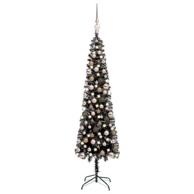 vidaXL Χριστουγεννιάτικο Δέντρο Προφωτ. Slim με Μπάλες Μαύρο 120 εκ.