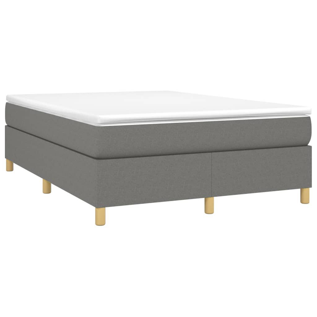 vidaXL Κρεβάτι Boxspring με Στρώμα Σκούρο Γκρι 140x190 εκ. Υφασμάτινο