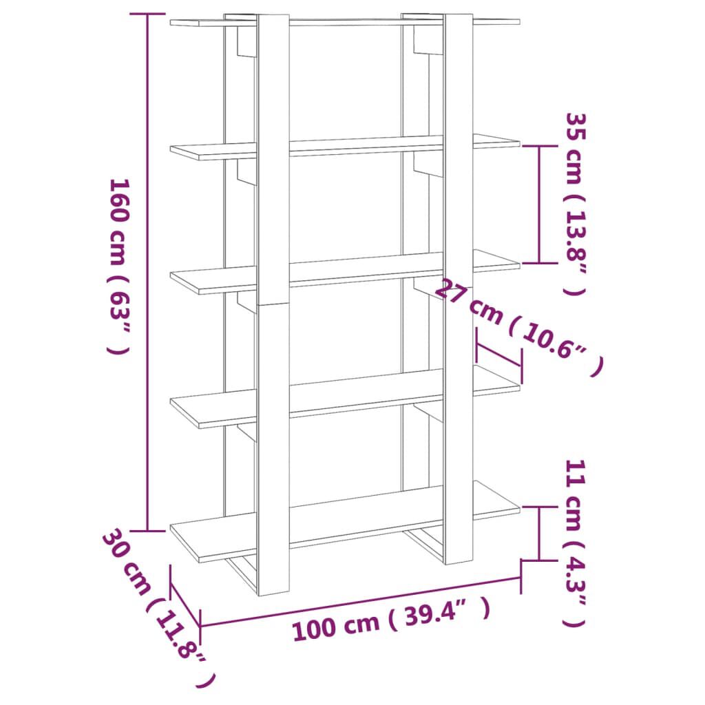 vidaXL Βιβλιοθήκη/Διαχωριστικό Χώρου Γκρι Sonoma 100 x 30 x 160 εκ.