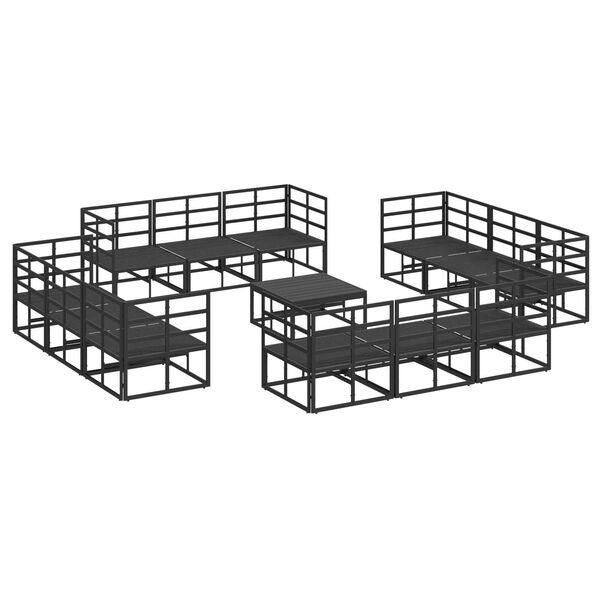 vidaXL Σετ Καναπέ Κήπου 13 pcs Μαύρο 70 x 70 x 32 εκ Αλουμίνιο