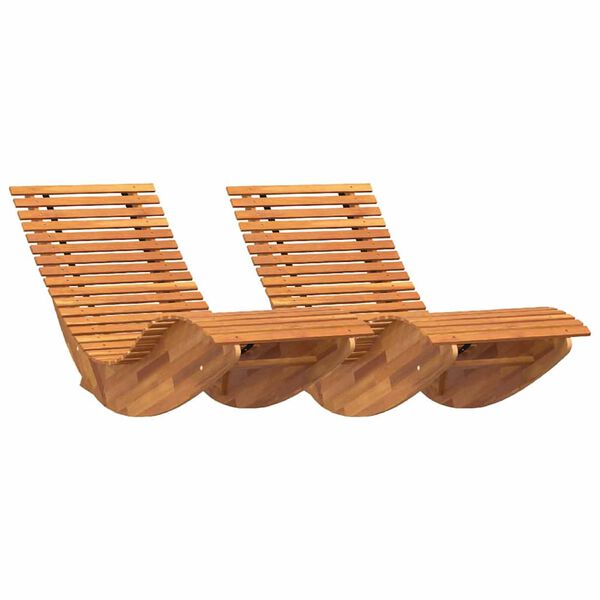 vidaXL Ξαπλώστρες με Κούνια 2 pcs Καφέ 154 x 60 x 74 εκ