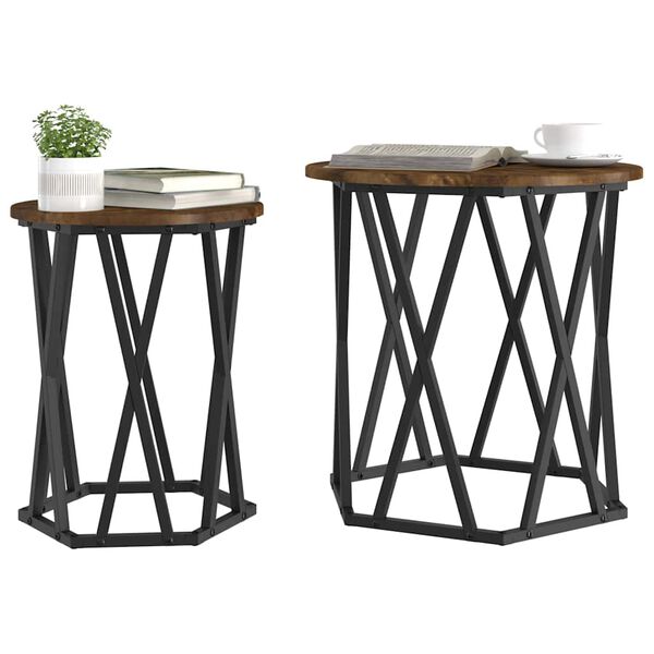 vidaXL Τραπεζάκι σαλονιού 2 pcs Καπνιστή δρυς 50 x 50 x 50 cm
