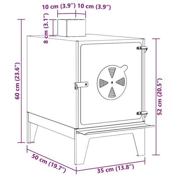 vidaXL Σόμπα Κατασκήνωσης με αέρα αέρα Μαύρο 35 x 50 x 60 εκ Ατσάλι