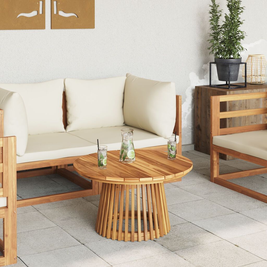 vidaXL Τραπέζι Καφέ Κήπου Ø70x40 εκ Μασίφ Ξύλο Teak