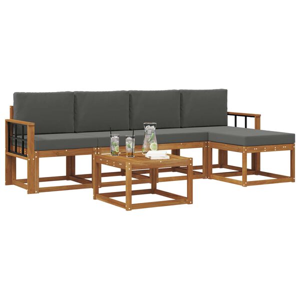 vidaXL &Sigma;&epsilon;&iota;&rho;ά &Kappa;&alpha;&nu;&alpha;&pi;έ &Epsilon;&xi;&omega;&tau;&epsilon;&rho;&iota;&kappa;&omicron;ύ &mu;&epsilon; &mu;&alpha;&xi;&iota;&lambda;ά&rho;&iota; 6 pcs &Phi;&upsilon;&sigma;&iota;&kappa;ό &kappa;&alpha;&iota; &Alpha;&nu;&theta;&rho;&alpha;&kappa;ί