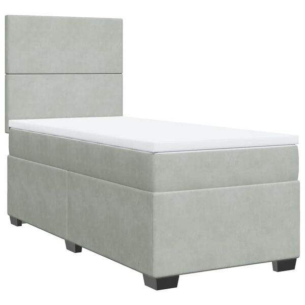 vidaXL Κρεβάτι Boxspring με Στρώμα Ανοιχτό Γκρι 80x200 εκ. Βελούδινο