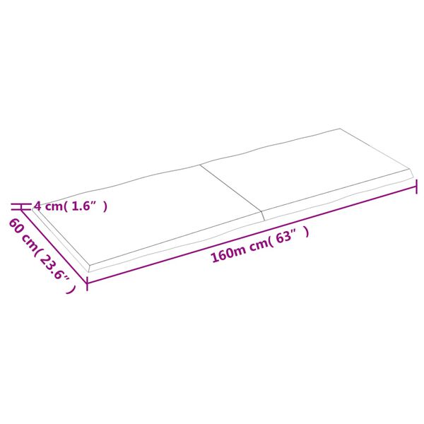 vidaXL Επιφ Τραπεζιού Αν Καφέ 160x60x(2-4)εκ.Ακατέργ. Μασίφ Ξύλο Δρυός