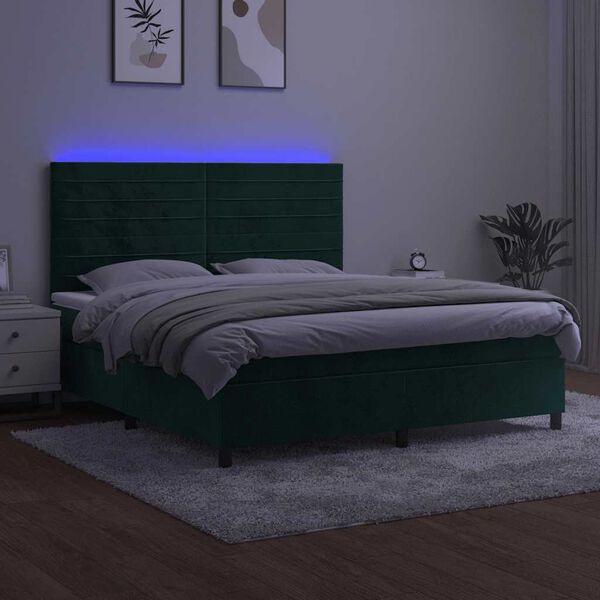 vidaXL &Kappa;&rho;&epsilon;&beta;ά&tau;&iota; Boxspring &mu;&epsilon; &Sigma;&tau;&rho;ώ&mu;&alpha; & LED &Sigma;&kappa;. &Pi;&rho;ά&sigma;&iota;&nu;&omicron; 180x200&epsilon;&kappa; &Beta;&epsilon;&lambda;&omicron;ύ&delta;&omicron;