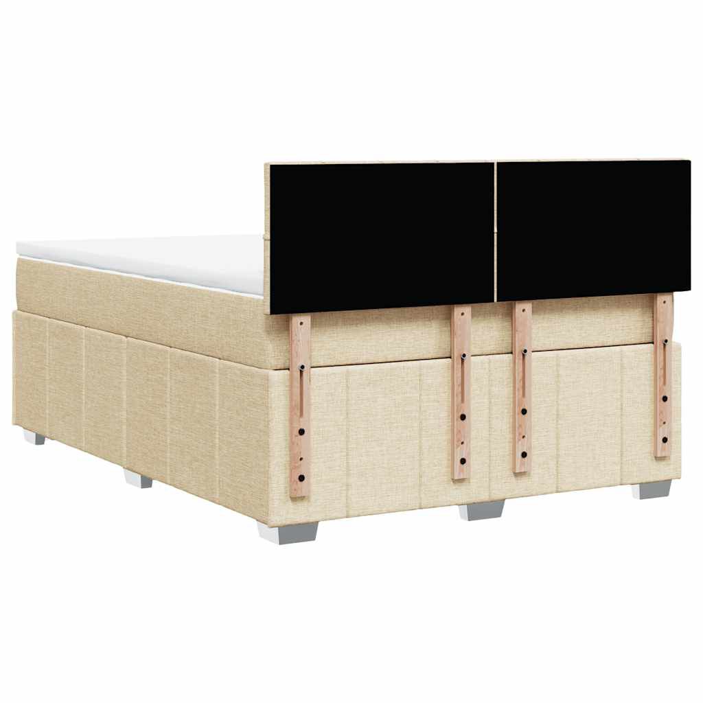 vidaXL Κρεβάτι Boxspring με Στρώμα Κρεμ 140x190 εκ. Υφασμάτινο
