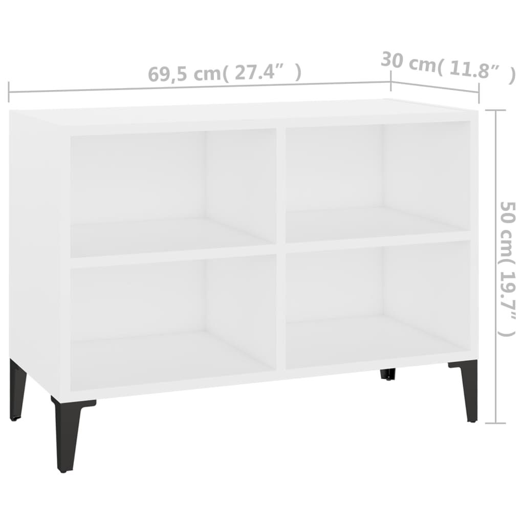 vidaXL Έπιπλο Τηλεόρασης Καπνιστή Λευκό 69,5x30x50 εκ Μεταλλικά Πόδια