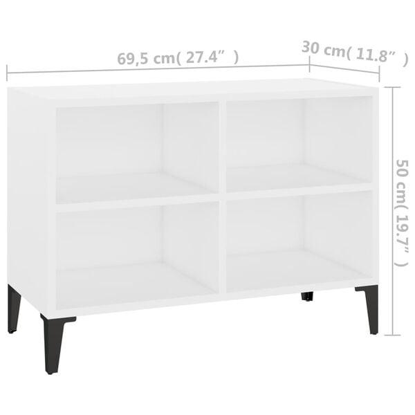 vidaXL Έπιπλο Τηλεόρασης Καπνιστή Λευκό 69,5x30x50 εκ Μεταλλικά Πόδια