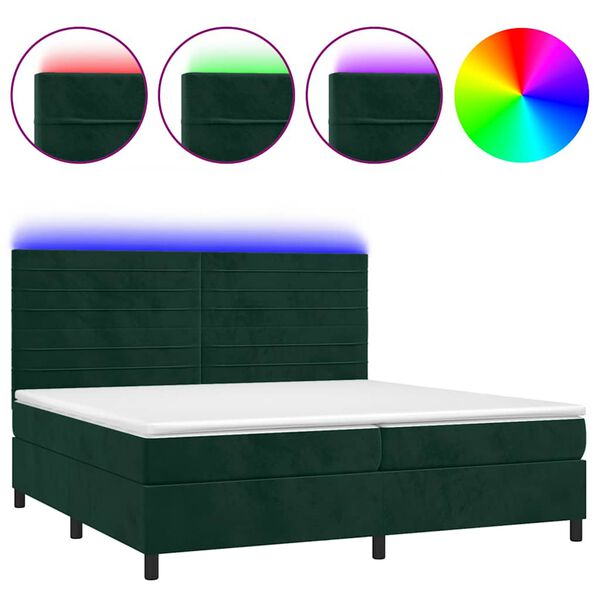 vidaXL &Kappa;&rho;&epsilon;&beta;ά&tau;&iota; Boxspring &mu;&epsilon; &Sigma;&tau;&rho;ώ&mu;&alpha; & LED &Sigma;&kappa;. &Pi;&rho;ά&sigma;&iota;&nu;&omicron; 200x200&epsilon;&kappa; &Beta;&epsilon;&lambda;&omicron;ύ&delta;&omicron;